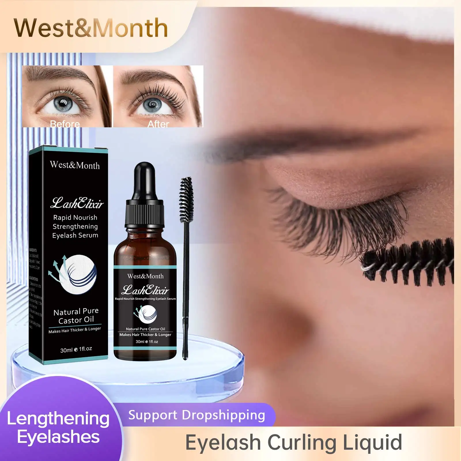 

Eyelash Curling Liquid Lift Lash Enhancer Longer Fuller Thicker Lashes Growth Serum Natural Mascara Professional Makeup Cosmetic