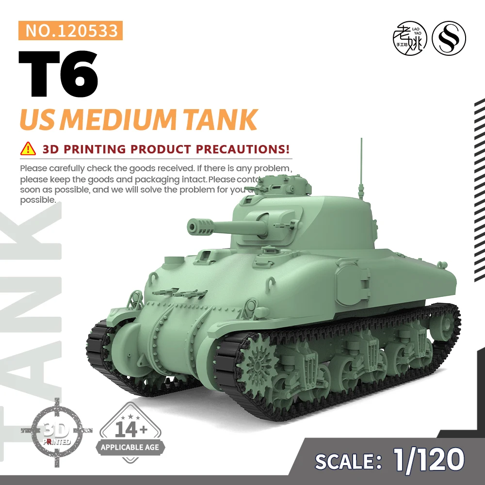 

SSMODEL 120533 V1.8 1:120 3D Printed Resin Model Kit US T6 Medium Tank