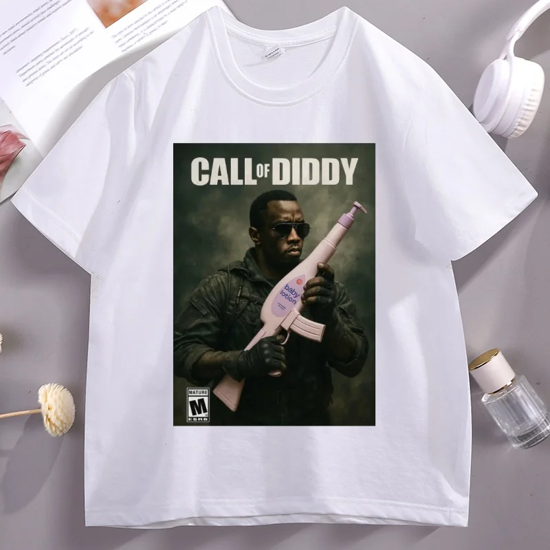 Фото Футболка Call of Diddy для мужчин и женщин, футболка с графическим принтом по мотивам видеоигр, повседневная хлопковая футболка с круглым вырезом и короткими рукавами, уличная одежда №3