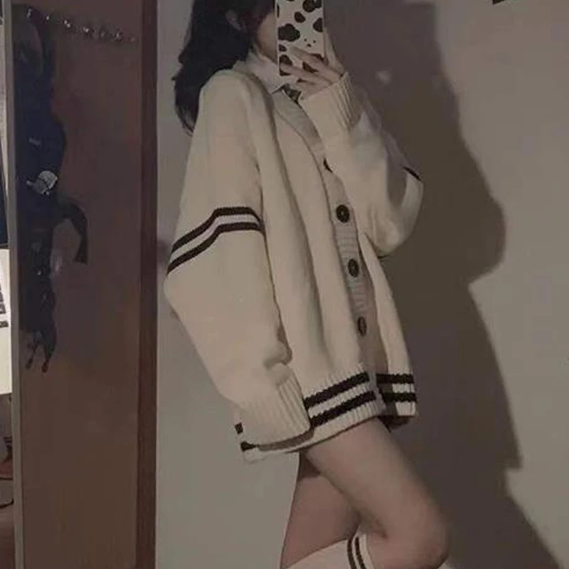 Кардиган модный свитер с длинным рукавом осенне-зимнее вязаное пальто милые топы