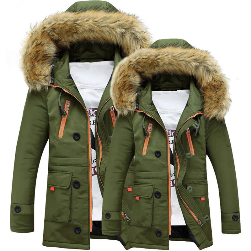 Autumn and Winter New Mid-length Cotton Coat Men's Padded Jacket Thick Coat Youth Cotton Clothes Hooded Cotton Coat