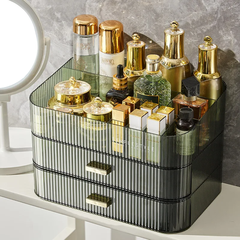 

Desktop Drawer Transparent Makeup Case Jewelry Container Storage Box Plastic Cosmetic Storage Rack Sundries Organizer Container