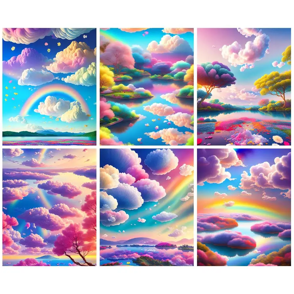 

RUOPOTY Diamond Painting Colorful Clouds Full Square New 5D Diamond Embroidery Picture Of Rhinestone Home Decor