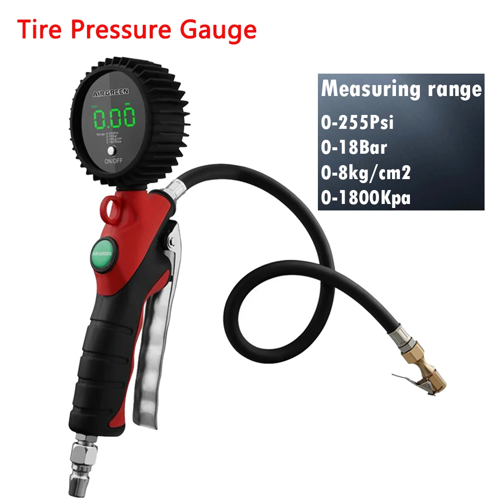 

Автомобильный манометр, измеритель давления в шинах с цифровым светодиодсветодиодный дисплеем, диапазон 0-18 бар/0-255Psi, для измерения давлени...
