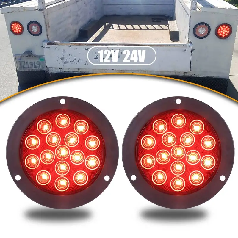 2Pcs 16 LED Round Side Marker Light Auto Trucks Lorry Trailer Tail Brake Lamp Boat Car Marker Turn Signal Warning Lights 12V 24V