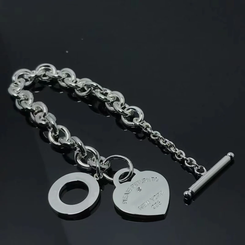 

Fashion Zircon Heart Brand Bracelet Original High Quality Exquisite Couple Women's Festival Party Jewelry Gift