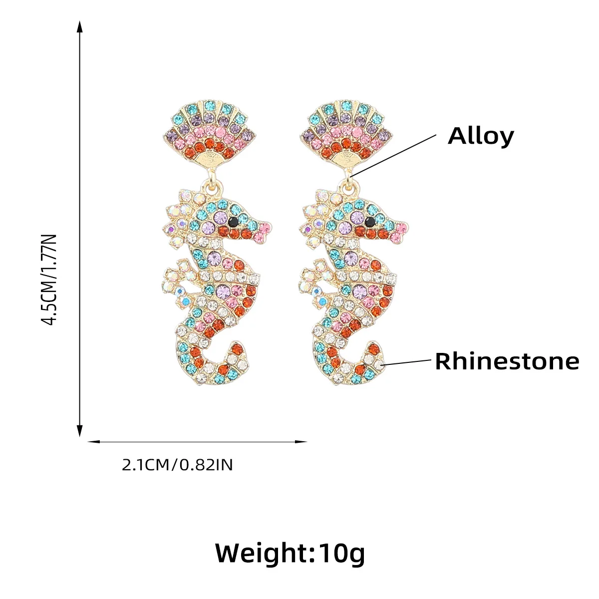 2023 Fashion New Luxury Shiny Crystal Full Rhinestone Seahorse Earrings for Women High-quality Banquet Party Jewelry Accessories