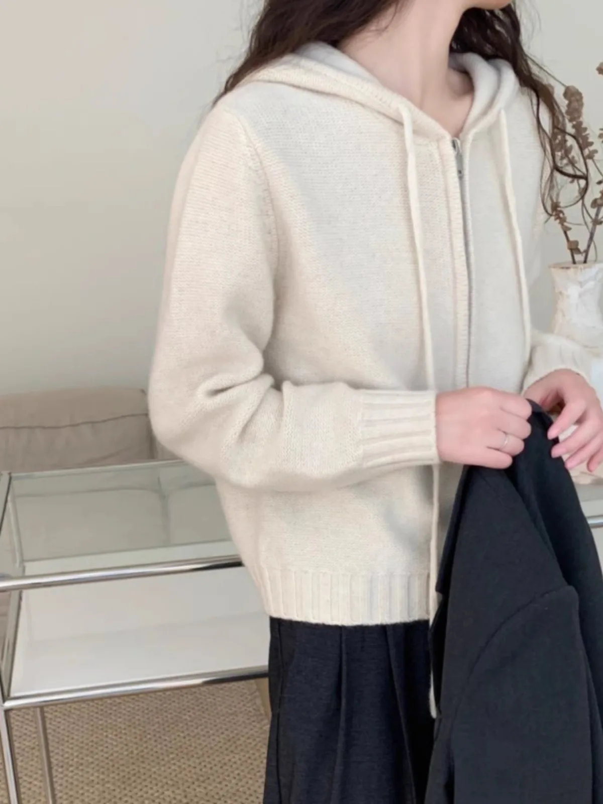 Женский кашемировый кардиган на молнии