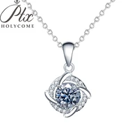 ptx holycome trendy 1 carat vivid blue color moissanite pendant necklace women jewelry 925 sterling silver birthday gift