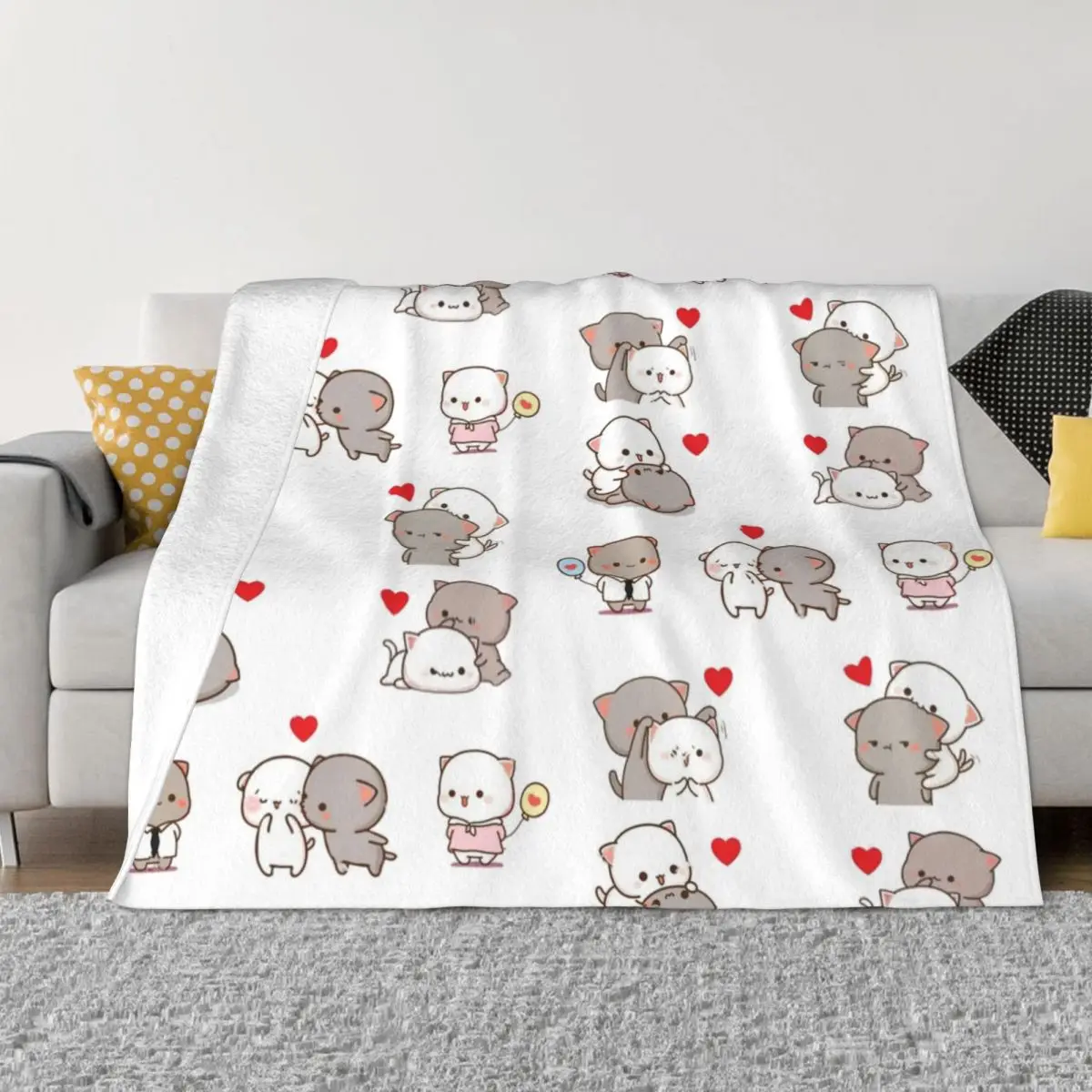 

Одеяло Mochi Персиковое и Гома, флисовое всесезонное портативное ультра-мягкое покрывало для дома, дивана, плюшевое тонкое покрывало