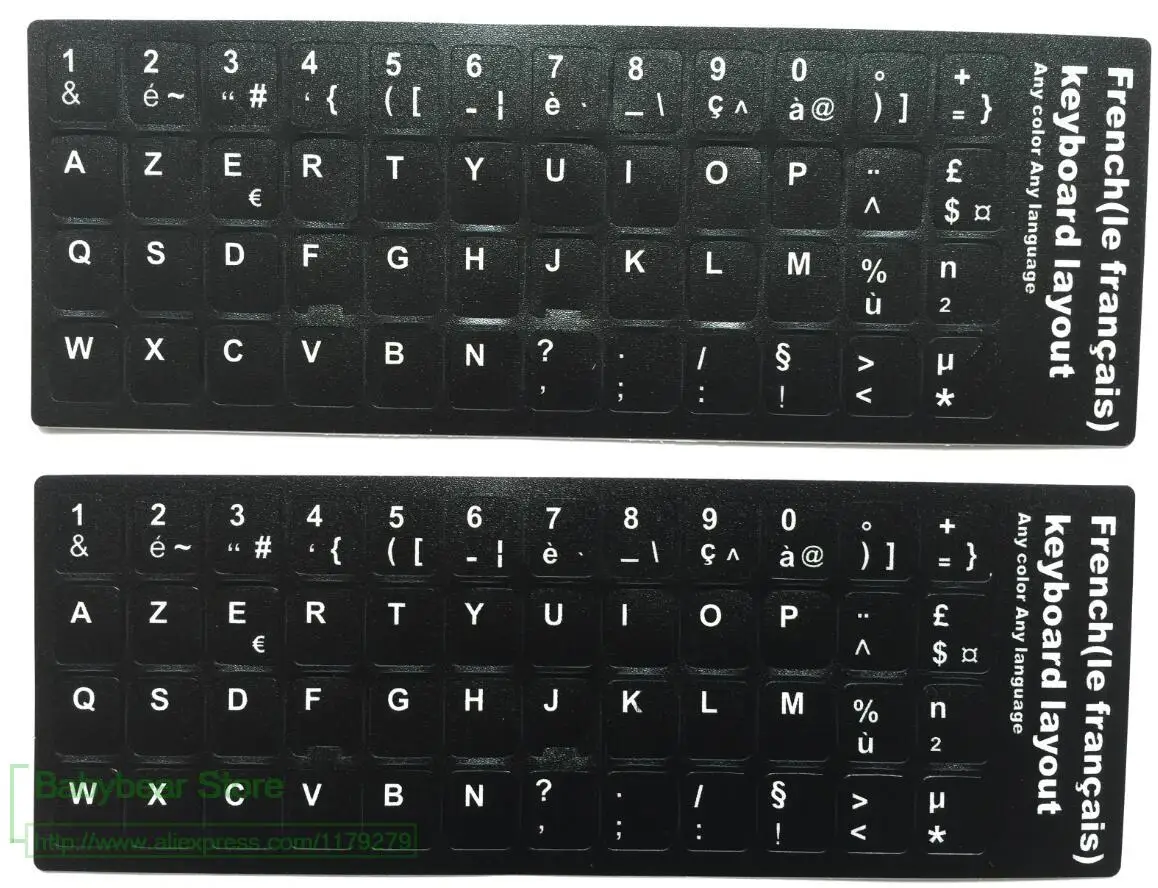 

For laptop desktop keyboards Stickers 11.6 12 13.3 14 15.4 17.3 inch keyboard 100pcs/lot French Keyboard Sticker Franch AZERTY