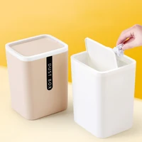 small mini desktop garbage can dustbin bag with shake cover for home office trash cleaning tools square bucket cubo de basura
