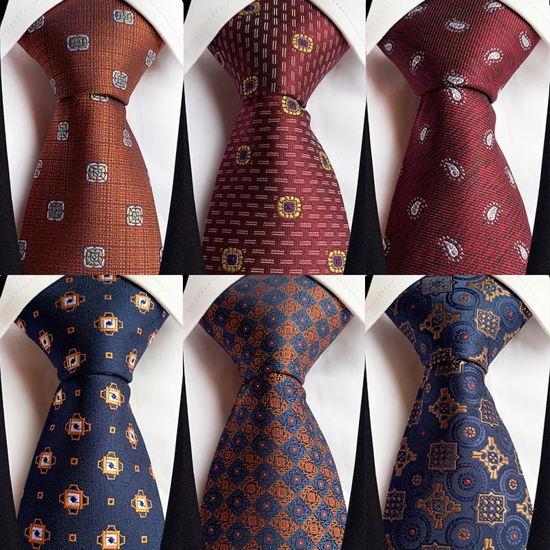 

Fashion Neckties Classic Mens Plaid Brown Navy Blue Wedding Ties Jacquard Woven 100% Silk Men Solid Tie Polka Dots Neck Ties Man