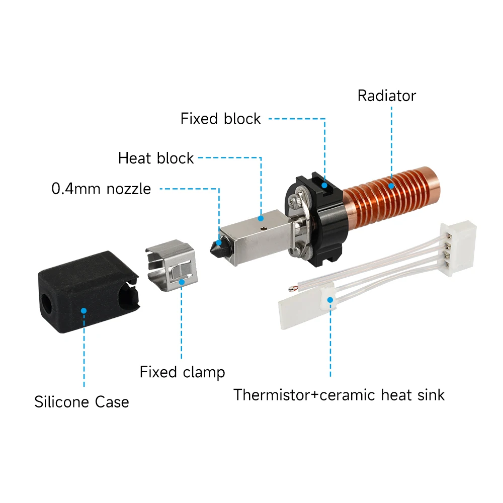 Фото Обновление для насадки Flashforge Adventurer AD5M/5M Pro, комплект насадок в сборе, Hotend, высокоскоростное сопло 0,4 мм, часть 3d-принтера №5