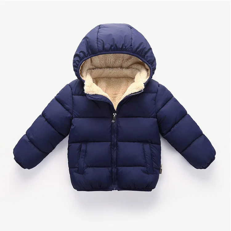 Winter Children's Lamb Velvet Padded Jacket Pocket Zipper Boys Down Padded Casual Hooded cotton Baby Girl Thickened Coat Outwear
