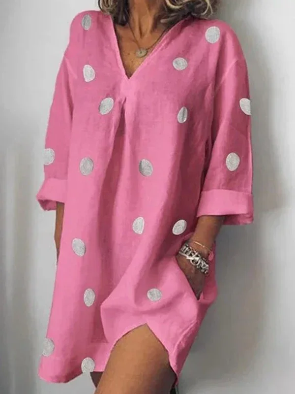 Женское платье-мини в горошек американском винтажном стиле