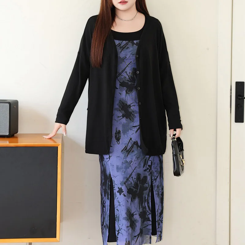 Ленивый стиль кардиган с v-образным вырезом и длинными рукавами женское пальто XL