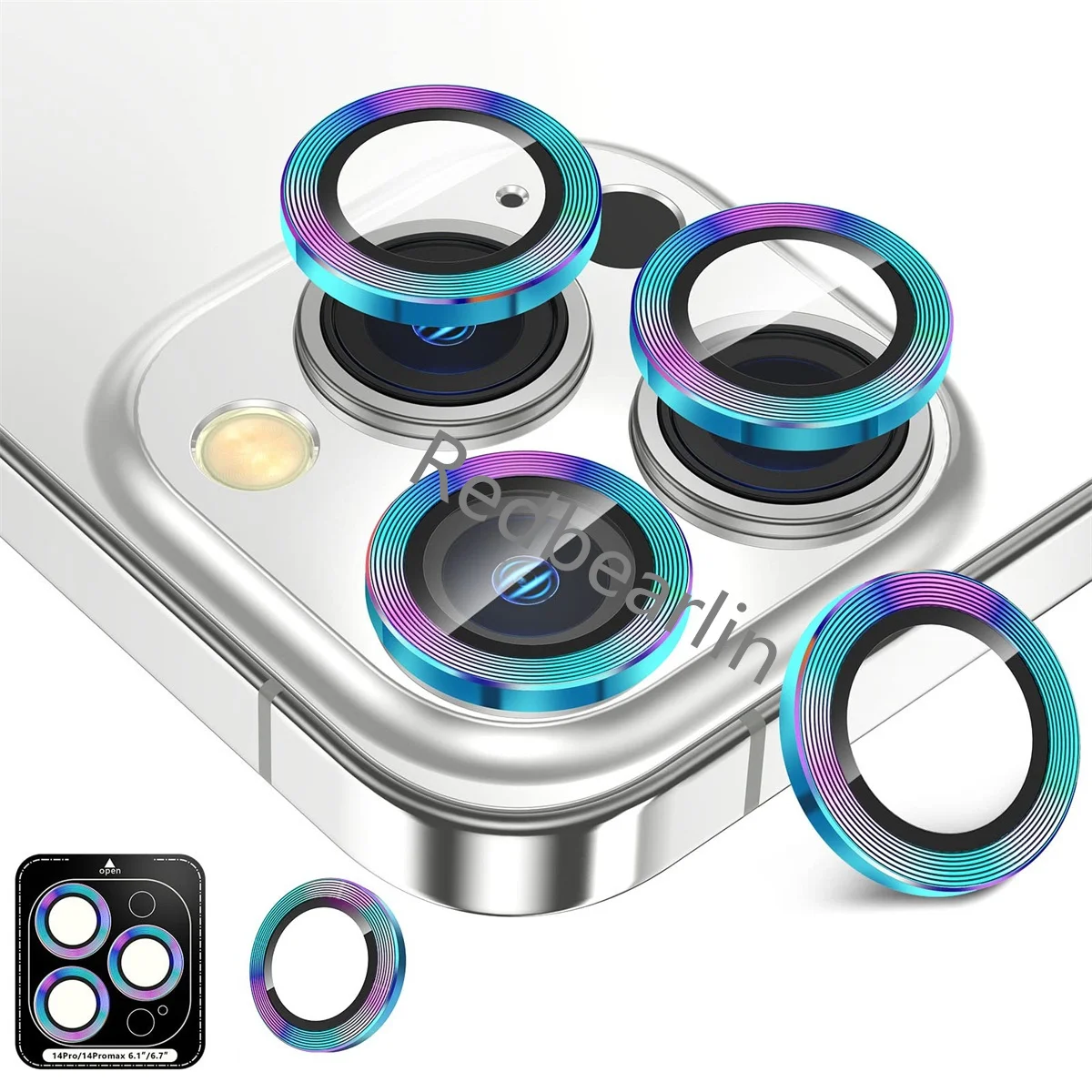 20pcs/lot Colorful Camera Lens Tempered Glass  Protector Cover On For Iphone 12 11 13 14 Pro max 14 Pro 14plus