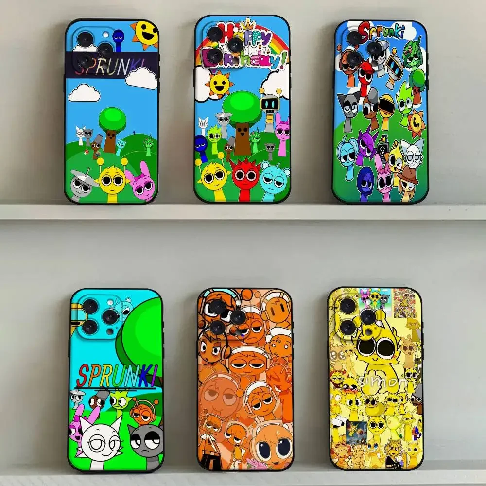 Фото Чехол для телефона с забавным рисунком Sprunki для iPhone 17, 16, 15, 11, 12, 14, 13, Pro Max Mini X XS XR 7 Plus 16E, противоударный силиконовый чехол №1