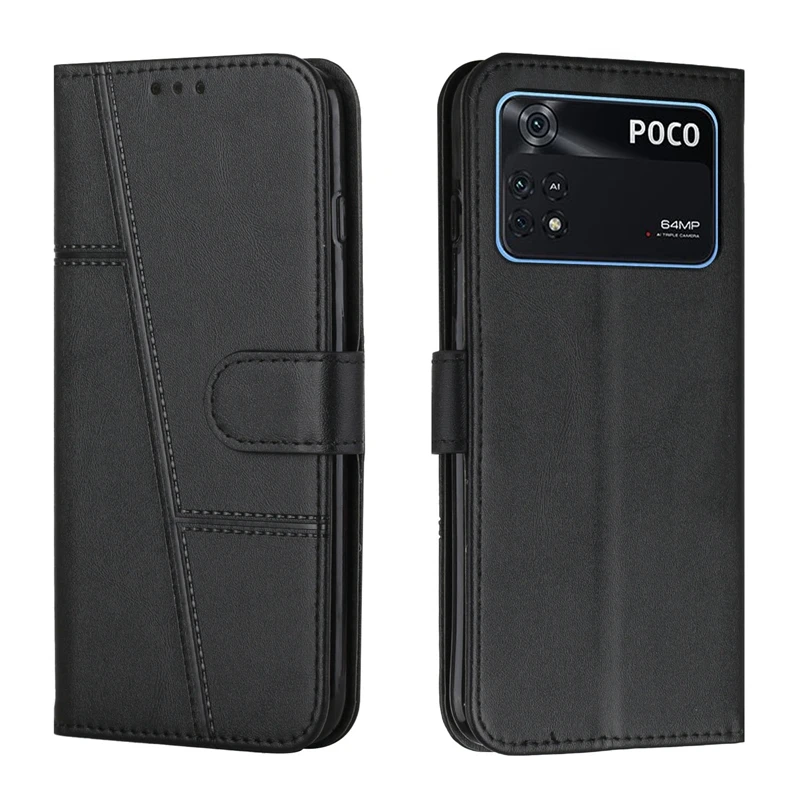 Leather Case Protect Cover For Xiaomi Poco M4 Pro 4G X4 Pro 5G Stand Coque Flip Wallet Funda For Redmi Note 11S