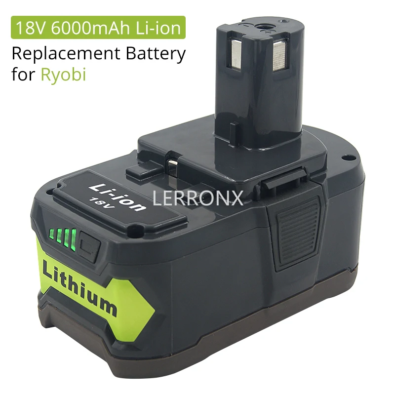 18V 6000mAh Li-ion Rechargeable Battery for Ryobi ONE+ Cordless Power Tool BPL1820 P108 P109 P106 P105 P104 P103 RB18L50 RB18L40