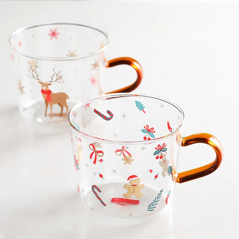 

Cutelife Ins Nordic Rum Round Christmas Water Cup With Gift Box Xmas Tree Reusable Tea Coffee Cup Lid Shot Whiskey Wine Glasses