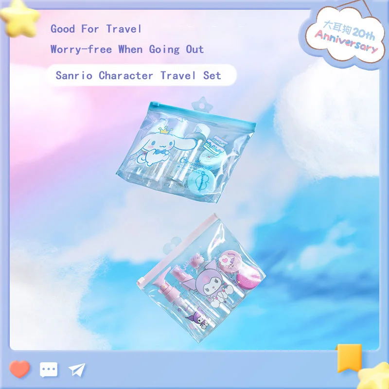 

Kawaii Sanrio аксессуары Kuromi Cinnamonroll дорожный косметический набор для хранения Милая красота портативная мультяшная Косметика Sub Bottling