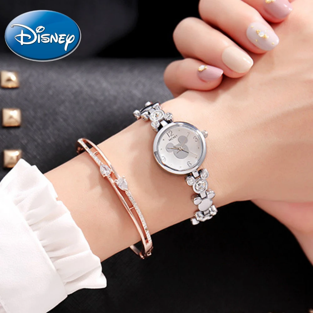 Disney Ladies Women's Watch Genuine Mickey Avatar Shaped Chain Diamond Girl Clock Student With Box Relogio Feminino enlarge