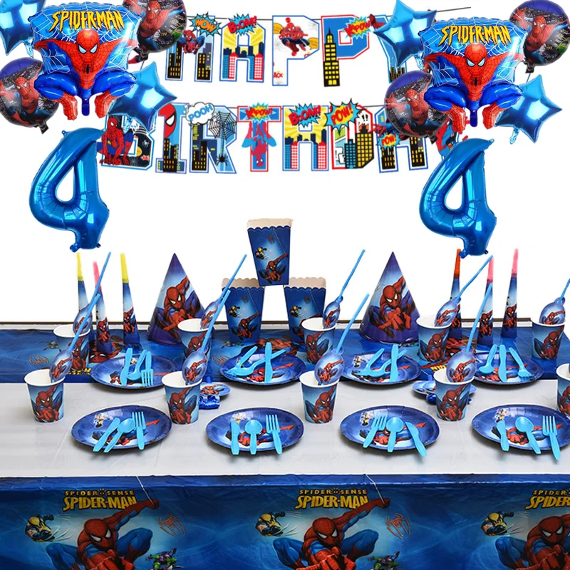 

На тему Человека-паука украшения для дня рождения, набор воздушных шаров, бумажный стакан, одноразовая посуда, детский праздник для будущей ...