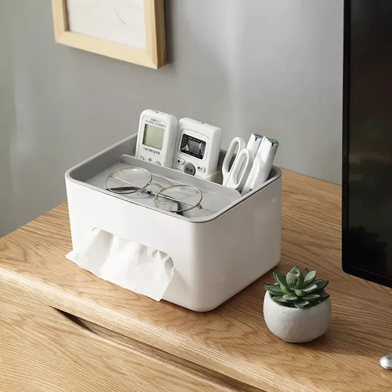

Boxes Multifunctional Tissue Box Cover Napkin Holder Home Office Remote Control Storage Wipes Case Desk Organizer