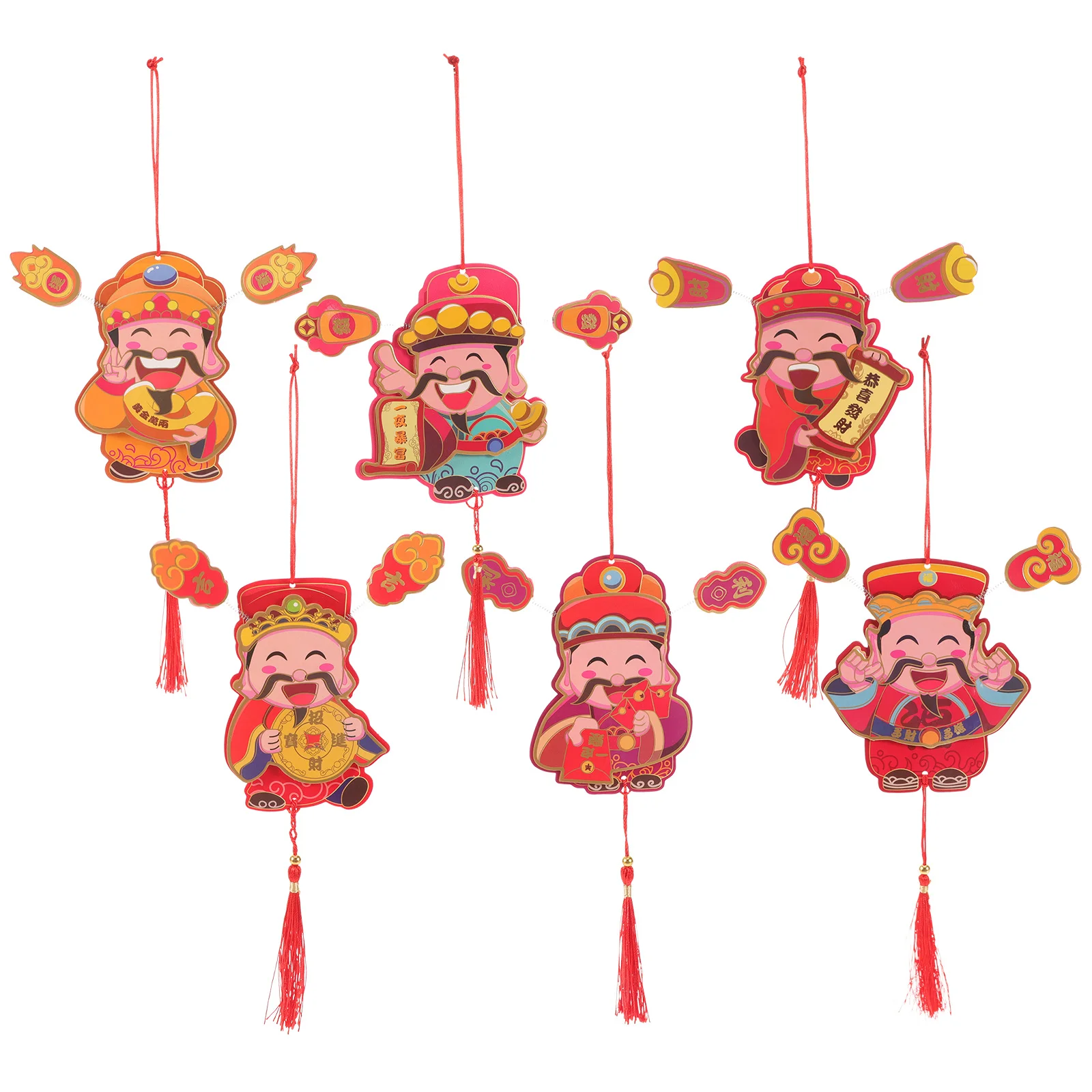

6Pcs Chinese New Year Ornaments The God of Wealth Decorations Tree Decorations New Year Pendants