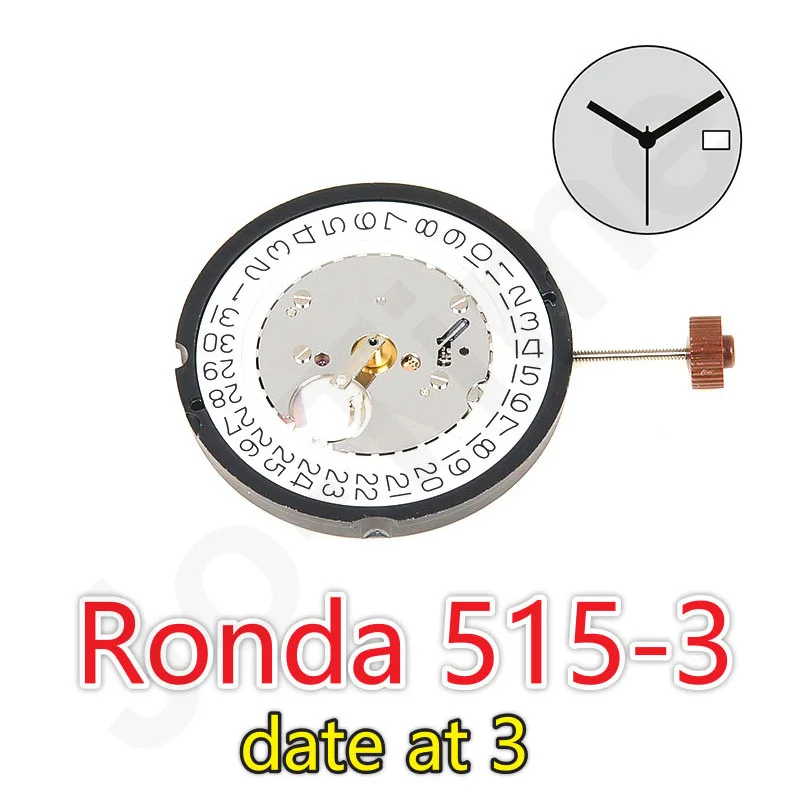 Фото Швейцарский механизм Ronda 515, 515-3 Normtech, 3-стрелочный кварцевый механизм с датой, аксессуары для ремонта, запасные части, механизм для часов №1