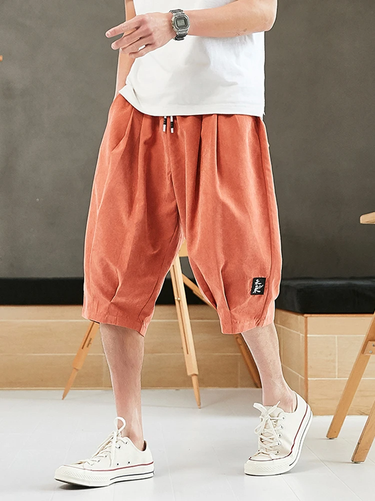 

Summer Harem Pants Men Short Joggers Chinese Style Calf-Length Casual Baggy Pants Male Capris Trousers 8XL
