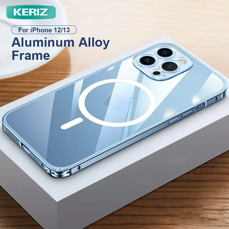 

Luxury Metal Frame Lens Protector Aluminum Case for iPhone 12 Pro 13 Pro Max Clear Back Cover magsafe Accessories