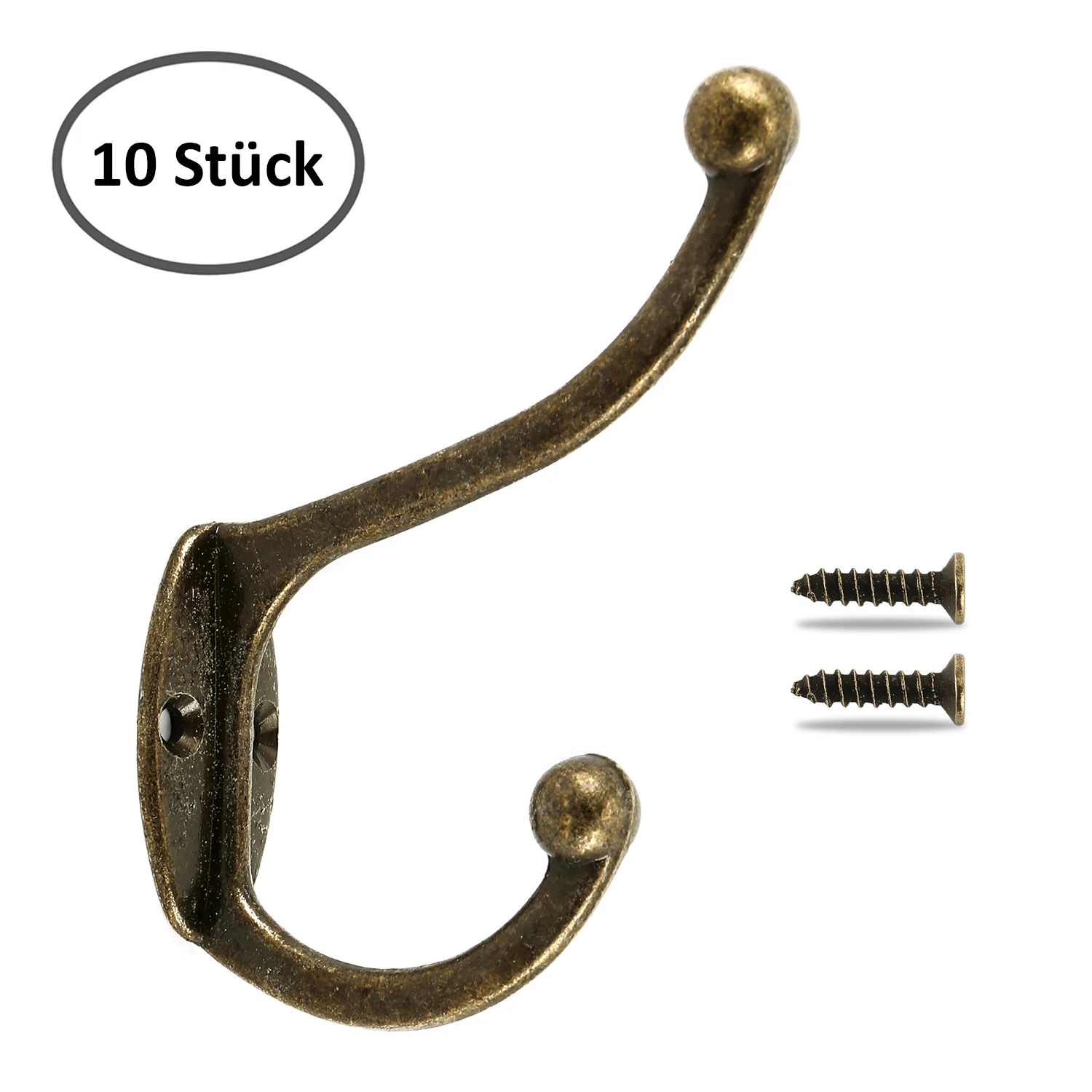 

5Pcs Coat Hooks Wall Mounted Dual Coat Rack Retro Copper Clothes Hanger Heavy Duty Door Coat Hooks Non-slip Robe Holder for