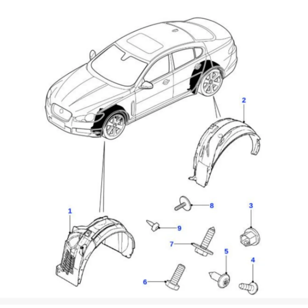 Передний подкрылок (защита колесной арки) для Jaguar XF 2009-2015 (art.: 3920db2d360cc) - 3920db2d360cc