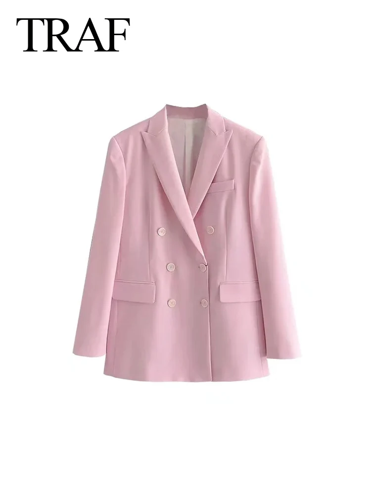 

Женский двубортный блейзер с длинным рукавом, однотонный, в винтажном стиле