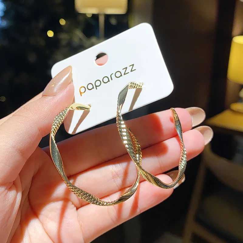 

2021 Trend S925 Silvers Exaggerated Big Circle Hoop Earrings Exquisite Jewellery for Women Metal Earrings Korean Fashion