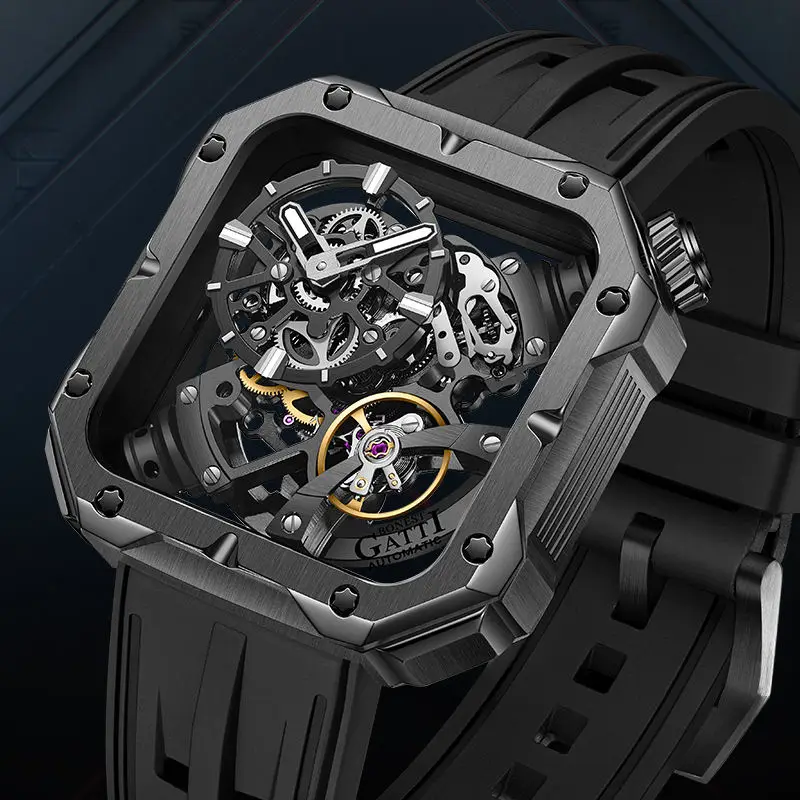 

Men's Watches Automatic Mechanical Business Wristwatch Male Waterproof Stainless Steel Case Watch for Man Skeleton Clock Luxury