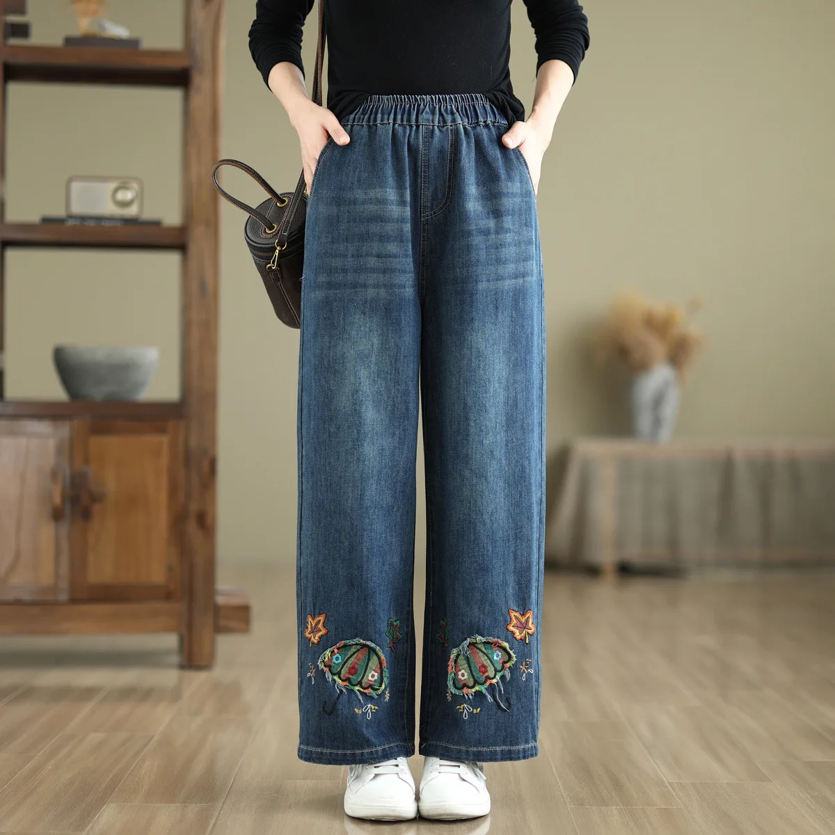 Женские винтажные прямые джинсовые брюки Aricaca с высокой талией модные