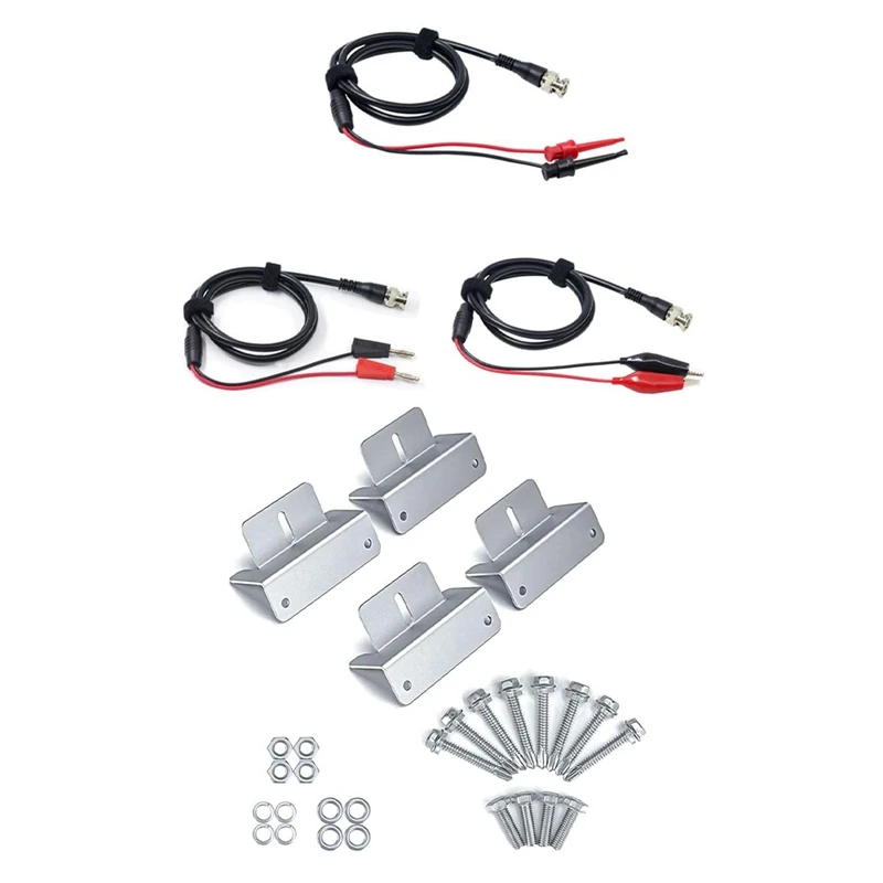 Solar Panel Mounting Z Bracket & Oscilloscope Probes BNC to Alligator Crocodile Clips BNC to Mini Hook Leads Plug Cable