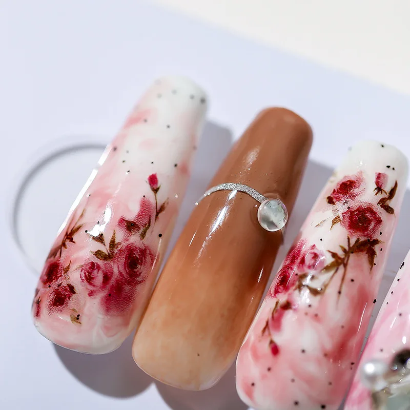 1 лист акварельных розовых роз декоративные наклейки для ногтей весенние 3D