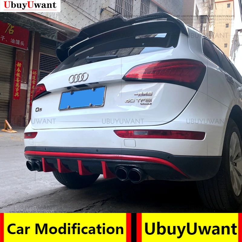 

For Audi Q5 Rear Bumper Spoiler Real Carbon Fiber Rear Bumper Lip Diffuser Bumpers Protector 2013 2014 2015 2016 2017 2018