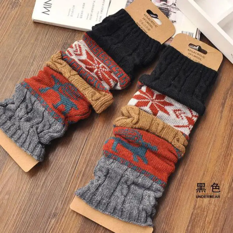 Winter Over Knee Long Knit Cover Crochet Women Leg Warmers Legging Warm Striped Christmas Pierna Mujer Thigh Legwarmers