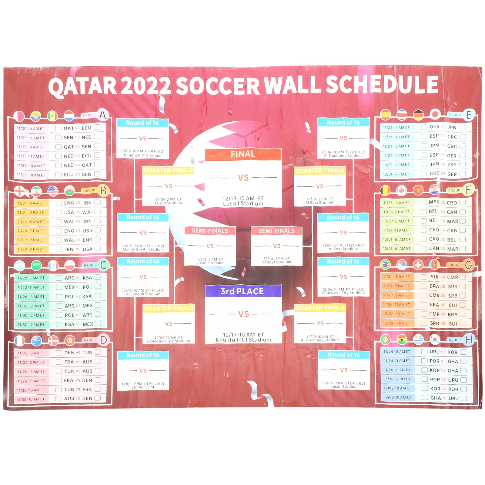 

Poster Football Soccer Schedulehome Office Tournament Wallchart Match Interactive Game Decorative Decor