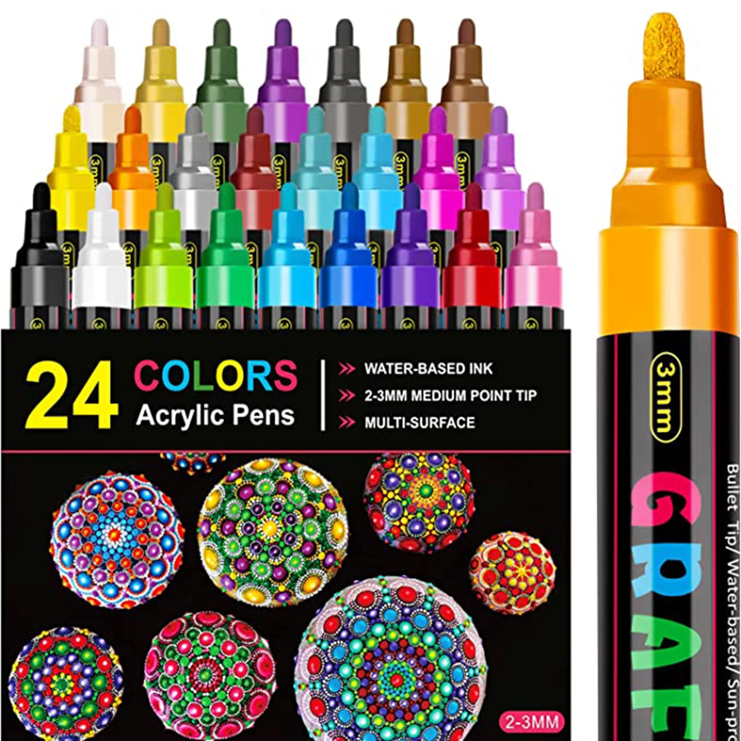 

18/24 Colors Acrylic Paint Pen 2.0mm Tip Art Marker Pens Acrylic Paint Pens for All Surfaces DIY Crafts Making Art Supplies