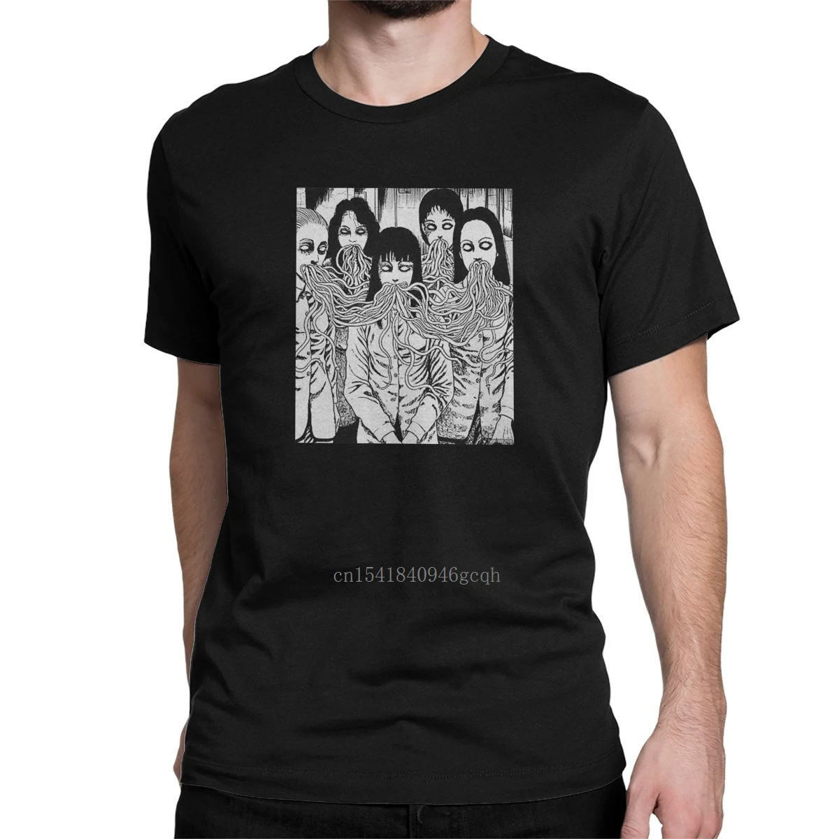 

Junji Ito T Shirt Men's Pure Cotton Vintage T-Shirt O Neck Horror Anime Tee Shirt Short Sleeve Clothes 4XL 5XL 6XL