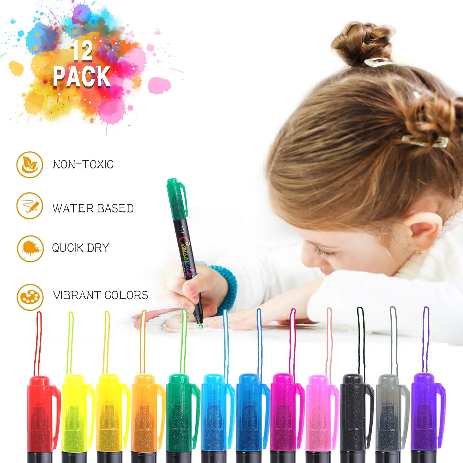 

Горячая Распродажа 12 цветов, двухрядные Контурные ручки, Маркеры цвета "металлик" Двойные наконечники, Перманентный Маркер ручки с блесткам...