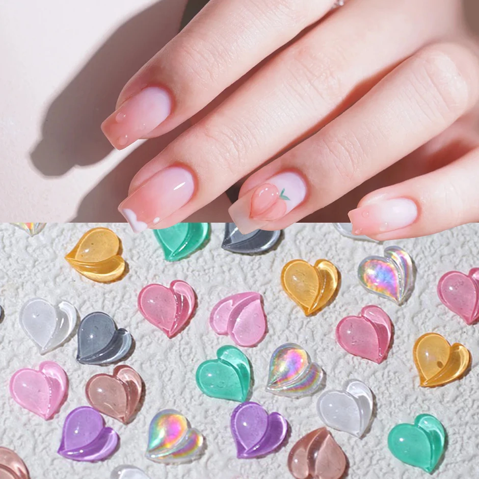 

20/100pcs Pink Peach Fruit Decoration Nail Parts Charms Translucence Aurora Kawaii Accessory Stone Ornament Nail Supplies SA2044