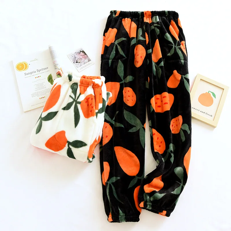 

Осенняя утепленная флисовая одежда для дома, Женские Простые пижамы, Женские Фланелевые брюки, новые брюки, зимняя теплая Пижама